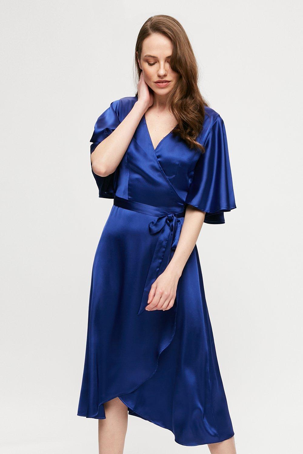 Blue Wrap Midi Dress | Dorothy Perkins EU